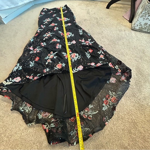 Alyce Paris Black Sequin floral flower embroidered maxi skirt evening formal 0 - Picture 6 of 13